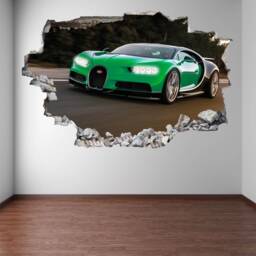 Supercar Wall Sticker Decal For Kids Bedroom - Sports Car Mural Green Art - thumbnail 3