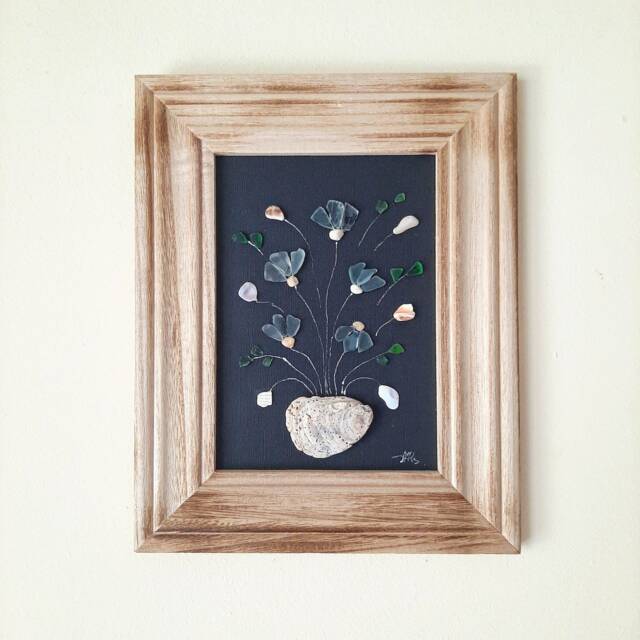 Sea Glass Art, Glass Flower, Shell Flowers, Gorgeous Family Gift, Friends, Birthday, Mother's Day Anniversary, Retirement - image 1