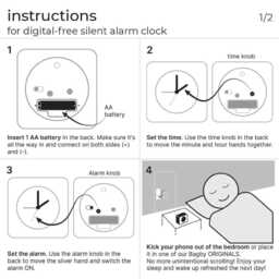 Quiet Alarm Clock Silent Wooden, Clock, Snooze Function, Large Face. Numbered Dial, Night Light, Gentle Sound, Traditional - thumbnail 4