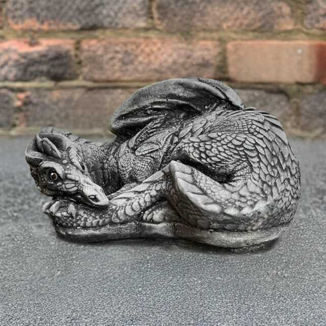 Garden Concrete Dragon Figurine Outdoor Baby Statue Stone Animal Sculpture Handmade Wildlife Ornament Cement Decor Yard Art - image 1