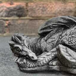 Garden Concrete Dragon Figurine Outdoor Baby Statue Stone Animal Sculpture Handmade Wildlife Ornament Cement Decor Yard Art - thumbnail 2