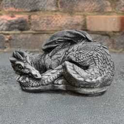Garden Concrete Dragon Figurine Outdoor Baby Statue Stone Animal Sculpture Handmade Wildlife Ornament Cement Decor Yard Art - thumbnail 1
