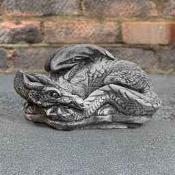 Garden Concrete Dragon Figurine Outdoor Baby Statue Stone Animal Sculpture Handmade Wildlife Ornament Cement Decor Yard Art - thumbnail 3