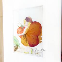 Fruit Fairies - Strawberry. Original Pastel Drawing On Cream Cardboard With Flower Petals & Leaves, Little Fairy Fantasy Child Nursery Art - thumbnail 3