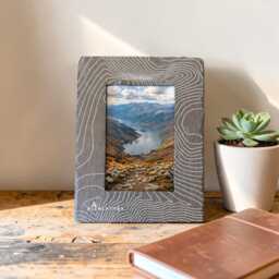 Blencathra Contour Slate Photo Frame - Lake District Inspired Gift - 4x6 Holder Mountain Home Decor - thumbnail 1