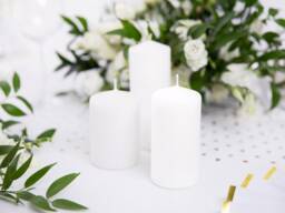 1 White Pillar Candles Christmas New Year Happy Birthday Hen Party Bachelorette Engaged Bridal Wedding Decorations Baby Girl Gift Advent - thumbnail 1