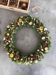 20 Inch Fall Wreath For Front Door, Christmas Decorations, Handmade Natural Autumn Wreaths, Orange Flower Everyday Flowers Decor - thumbnail 1
