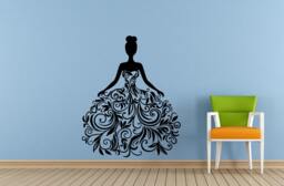 Girl Princess Prom Ball Dress Dance Formal Flower Floral Pattern Window Wall Decal Vinyl Sticker Mural Room Decor L1721 - thumbnail 1