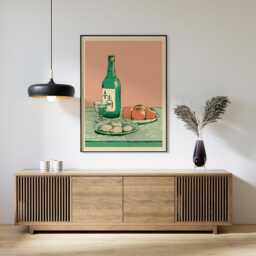 Soju Bottle Poster, Korean Still Life Print, Kitchen Wall Art - thumbnail 3
