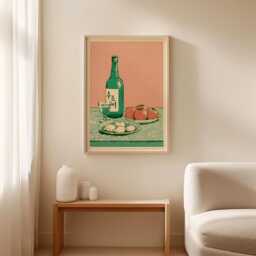 Soju Bottle Poster, Korean Still Life Print, Kitchen Wall Art - thumbnail 2