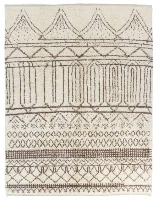 Beige Beni Ourain Rug Handmade Moroccan Berber Design - image 1