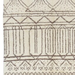 Beige Beni Ourain Rug Handmade Moroccan Berber Design - thumbnail 4