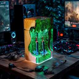Buster Sword Resin Lamp - Fantasy Rpg Sword-In-stone Led Light - Handmade Gamer Decor Night Gift For Him Geeky Desk - thumbnail 2