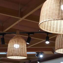 "Handwoven Rattan Basket Pendant Light, Rustic Island Lighting - W11"" X H15.7" - thumbnail 2