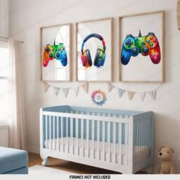 Set Of 3 Gaming Posters - Gamer Wall Art - Teen Room Prints Boys Bedroom Decor Video Game Print Kids Artwork Gift For Boy Gifts - thumbnail 1