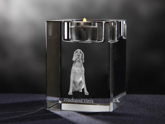 Wirehaired Vizsla - Crystal Candlestick With Dog, Souvenir, Decoration, Limited Edition, Collection - image 1