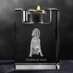 Wirehaired Vizsla - Crystal Candlestick With Dog, Souvenir, Decoration, Limited Edition, Collection - thumbnail 3