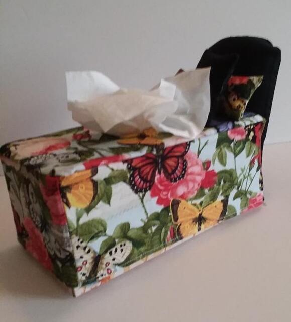 Bed Shaped , Tissue Box Cover Two Mini Pillows Floral Novelty Fabric Craft Home Decor Unique Design - image 1