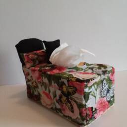 Bed Shaped , Tissue Box Cover Two Mini Pillows Floral Novelty Fabric Craft Home Decor Unique Design - thumbnail 2