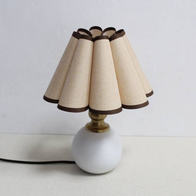 Handmade Scallop Khaki Linen Table Lamp Ceramic Base - image 1