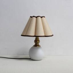 Handmade Scallop Khaki Linen Table Lamp Ceramic Base - thumbnail 2