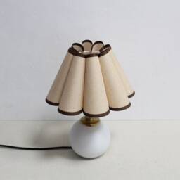 Handmade Scallop Khaki Linen Table Lamp Ceramic Base - thumbnail 3