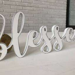 Farmhouse Rustic Shabby Chic Home Decor Wooden Blessed Sign Golden Cnc Cut Letters Wall Art New Home Gift . Gift For Family Or Sisiter - thumbnail 3