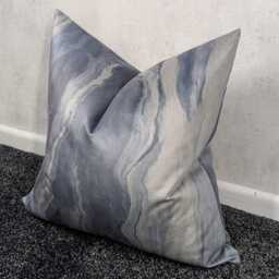 Luxury Slate Grey & Blue Lava Velvet Cushion Cover - Prestigious Textile, Modern Marble Design - thumbnail 4