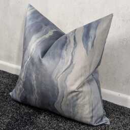Luxury Slate Grey & Blue Lava Velvet Cushion Cover - Prestigious Textile, Modern Marble Design - thumbnail 3