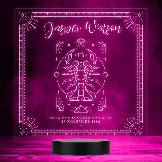 Zodiac Sign Scorpio Date Of Birth Personalised Gift Any Colour Led Night Light - image 1