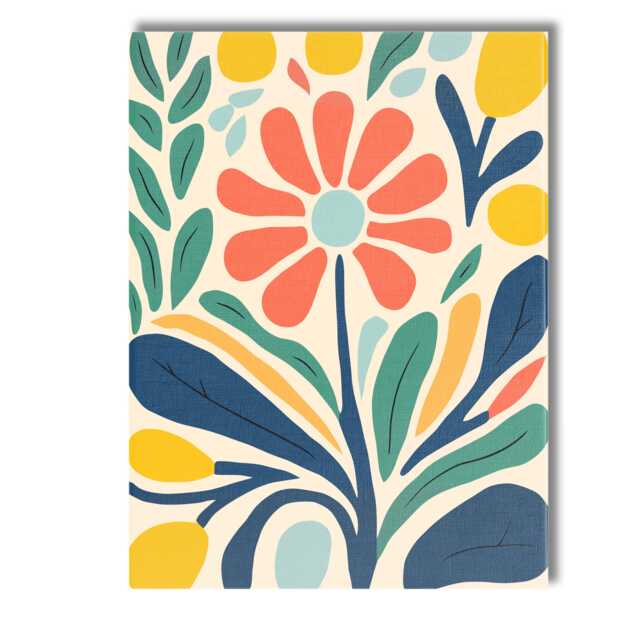 Contemporary Botanical Flower Composition With Teal Leaves & Mustard Accents Canvas Wall Art Print Decor Picture Ready To Hang - image 1