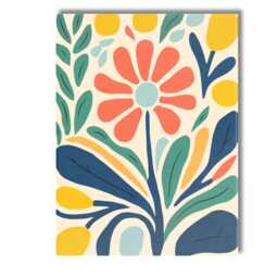 Contemporary Botanical Flower Composition With Teal Leaves & Mustard Accents Canvas Wall Art Print Decor Picture Ready To Hang