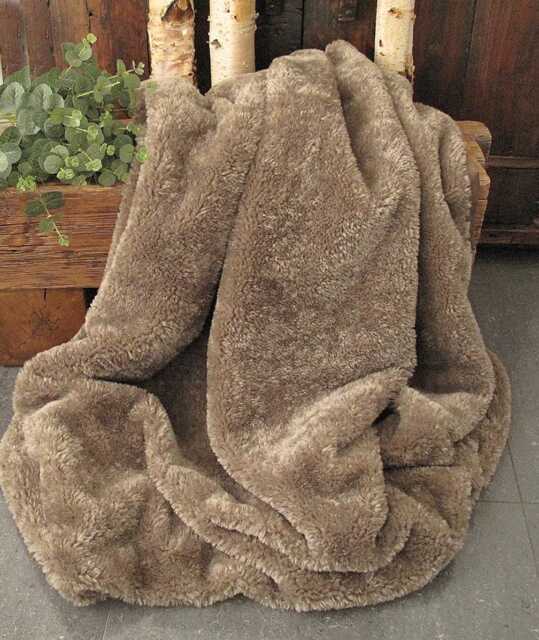 Light Brown Shearling Faux Fur Throw, With A Soft Faux-Suede Lining - image 1