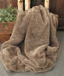 Light Brown Shearling Faux Fur Throw, With A Soft Faux-Suede Lining - thumbnail 1