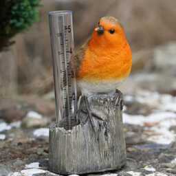 Robin Rain Gauge Resin Statue Home Garden British Bird Sculpture Outdoor Ornament Robins Appear Gift - thumbnail 2