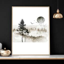 Trendy Nordic Earth Tone Set Of 3 Framed Wall Art Prints For Living Room Decor, Large Zen Landscape Sunset Gallery Print - thumbnail 3