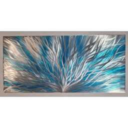 Set Adrift. Modern Abstract Metal Wall Art, Teal & Silver, Indoor/Outdoor - thumbnail 2