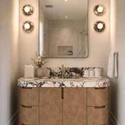 Calacatta Viola Marble Wall Sconce, Modern Minimalist Handmade Lamp, Marlowe Juno 20 - thumbnail 2