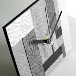 Eco Friendly Mantel Clock Handmade From Recycled Paper, Grey Industrial Table For Sustainable Home, 1 Anniversary Gift Couple - thumbnail 3