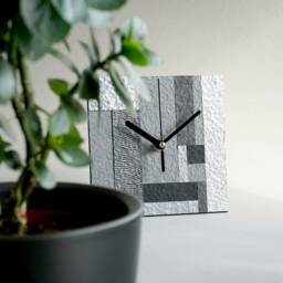 Eco Friendly Mantel Clock Handmade From Recycled Paper, Grey Industrial Table For Sustainable Home, 1 Anniversary Gift Couple - thumbnail 2
