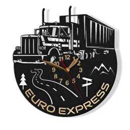 Semi Truck Wall Clock Lorry, Trucker, Trailer Driver, 13 Or 18 Inch - thumbnail 1