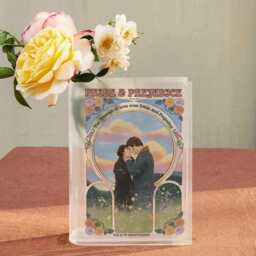 Pride & Prejudice Book Vase, Romantic Acrylic Classic Couple Illustration Shaped Jane Austen Decor - thumbnail 3