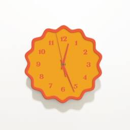 Fluted Geometric Acrylic Wall Clock With Numbers - Orange & Melon - thumbnail 4