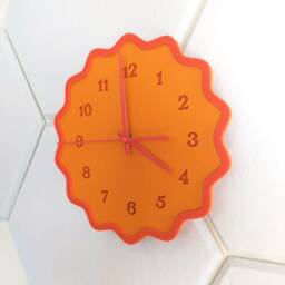 Fluted Geometric Acrylic Wall Clock With Numbers - Orange & Melon - thumbnail 2