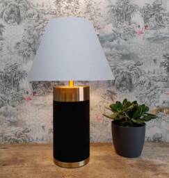 Light Grey Empire Lampshade in Cotton - Choice Of Lining - thumbnail 1