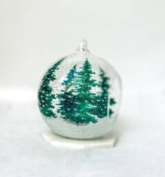 Hand Painted Christmas Tree Glass Candle Holder With Metal Stand