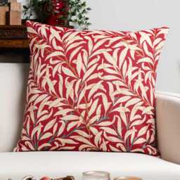 William Morris Willow Bough Tapestry Extra-Large Cushion in Classic Red. Botanical Interweaving Tree. 23X23