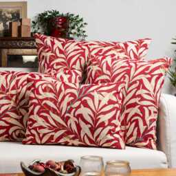 William Morris Willow Bough Tapestry Extra-Large Cushion in Classic Red. Botanical Interweaving Tree. 23X23 - thumbnail 3