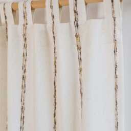 Inaaya Linen Striped Curtain, Semi Blackout Natural Custom Curtain Panel, Cotton For Livingroom, 1Pc - thumbnail 2
