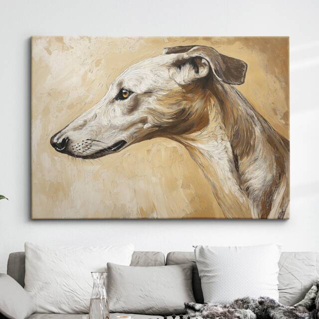 Iconic Greyhound Abstract Dog Pet Animal Painting Splatter Wall Art, Framed Canvas Poster Print, Home Kitchen Office Room Decor, Gifts - image 1